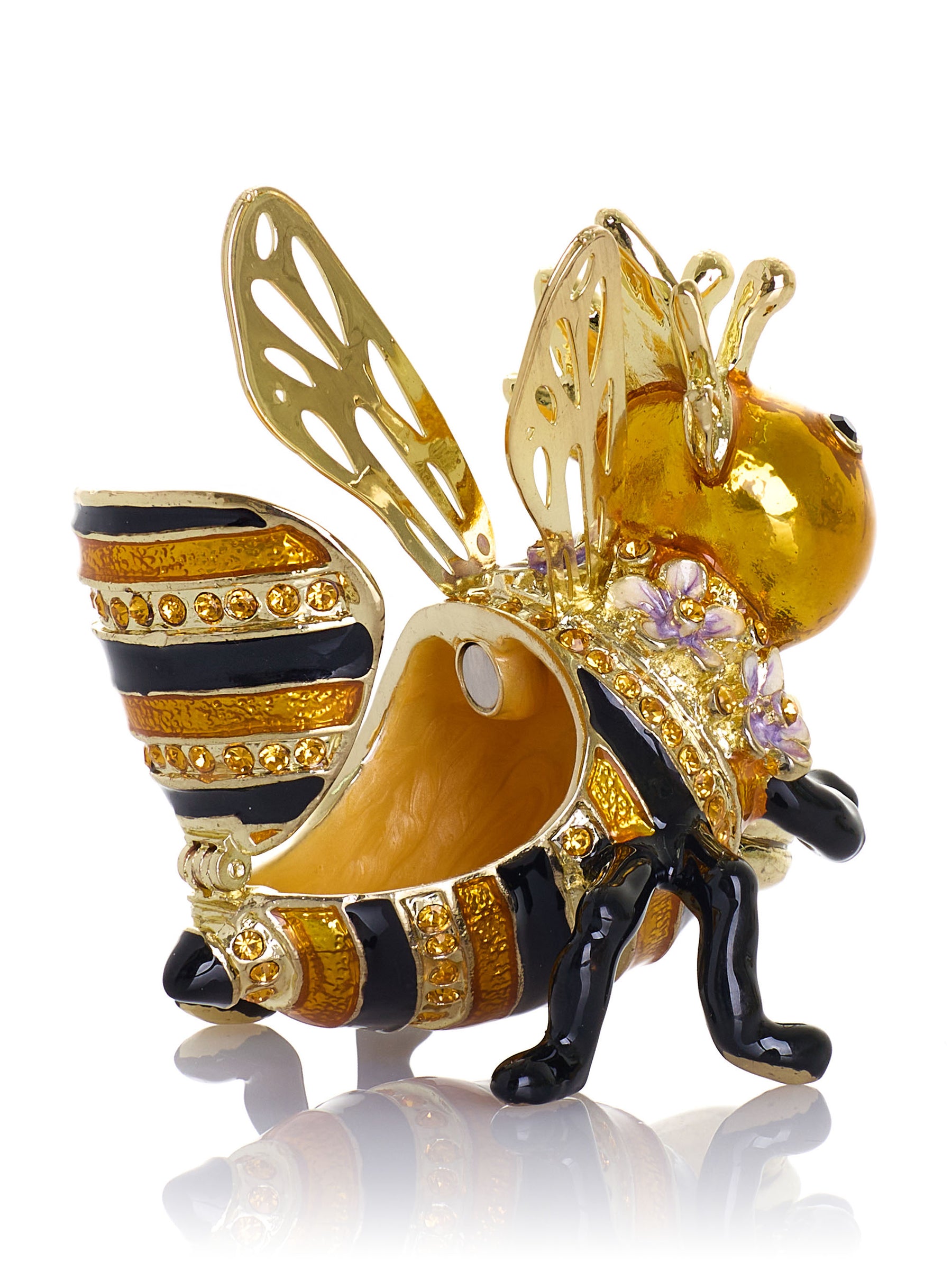 Queen Bee Holding a Beehive Trinket Box