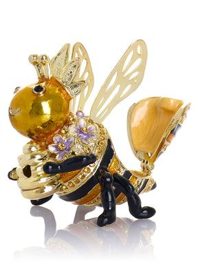Queen Bee Holding a Beehive Trinket Box