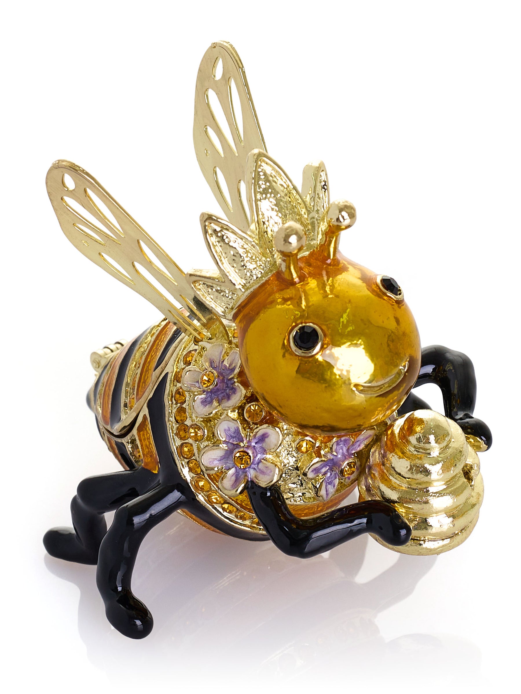 Queen Bee Holding a Beehive Trinket Box