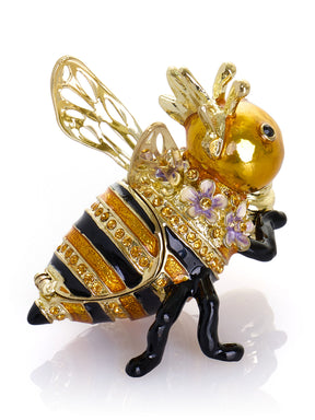 Queen Bee Holding a Beehive Trinket Box