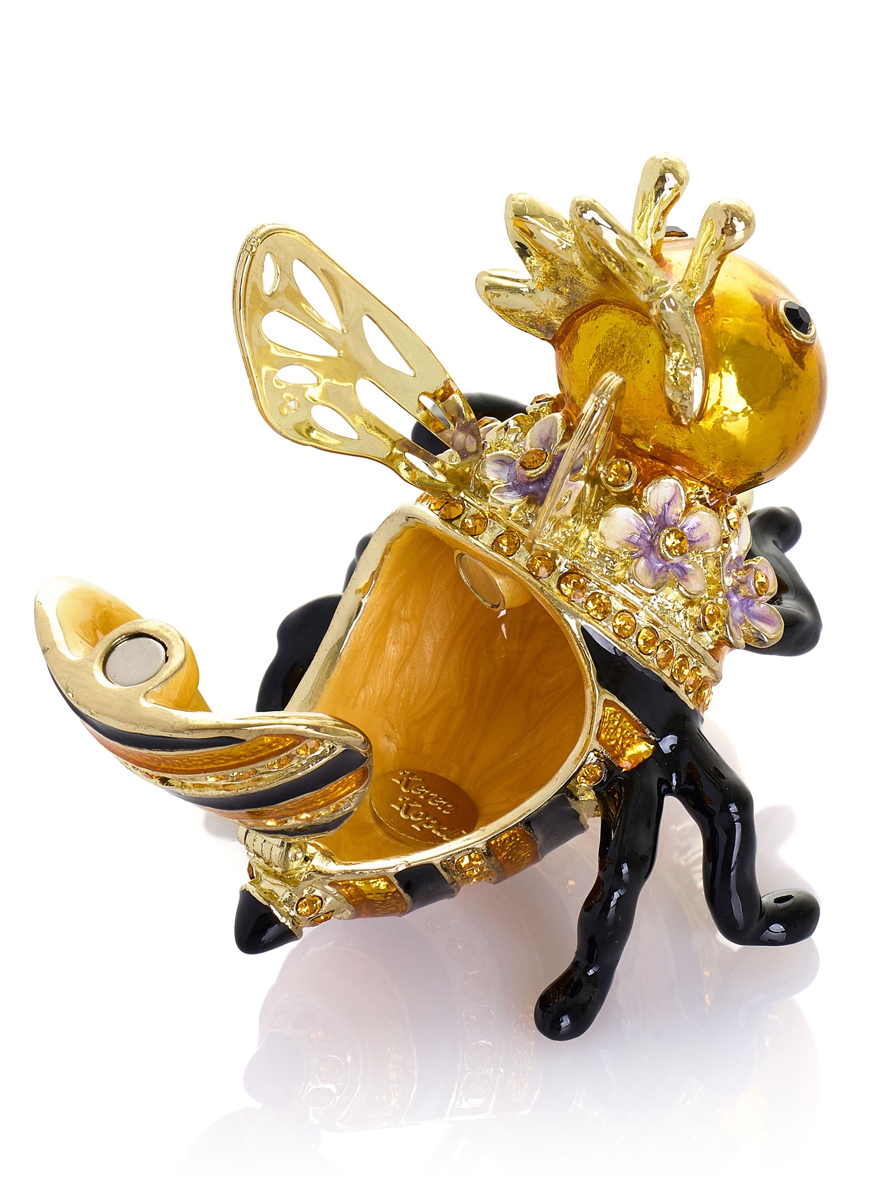 Queen Bee Holding a Beehive Trinket Box