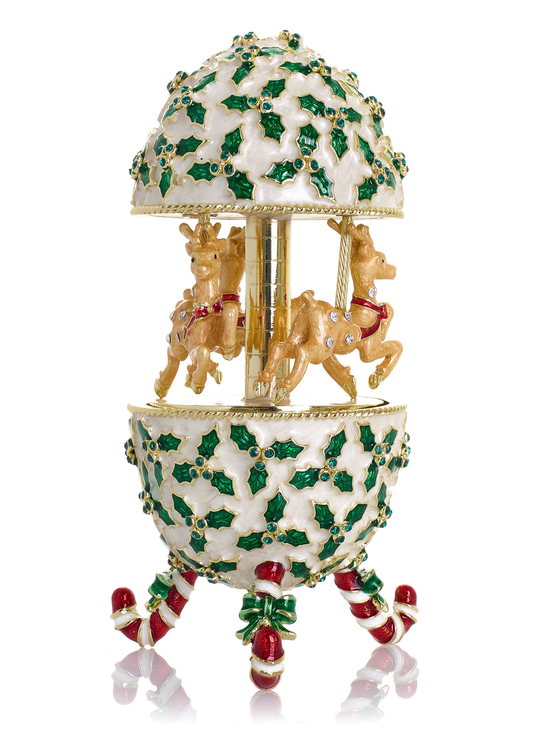 Christmas Reindeer Musical Carousel Playing Jingle Bells