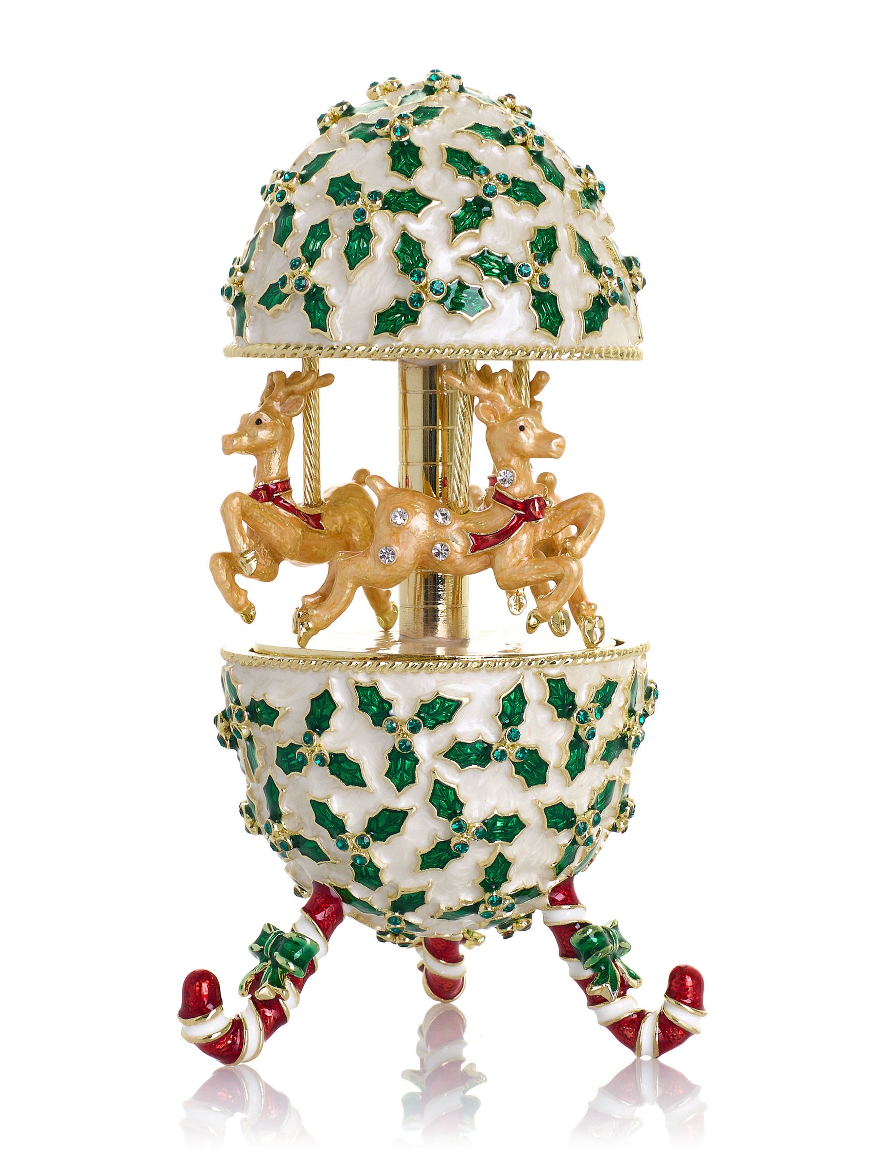 Christmas Reindeer Musical Carousel Playing Jingle Bells