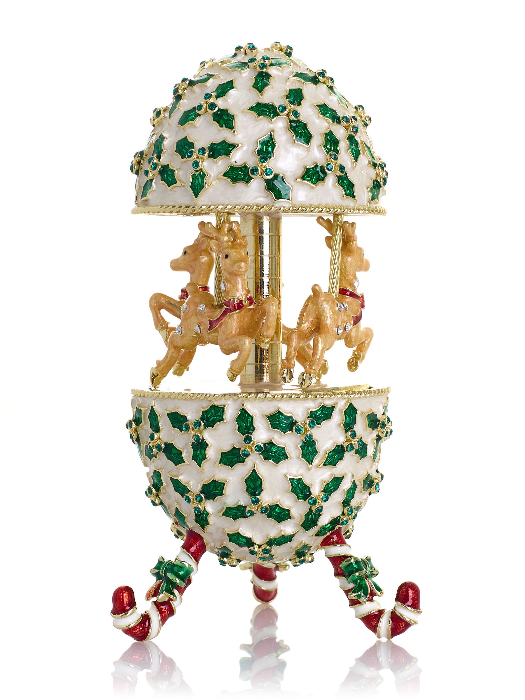 Christmas Reindeer Musical Carousel Playing Jingle Bells