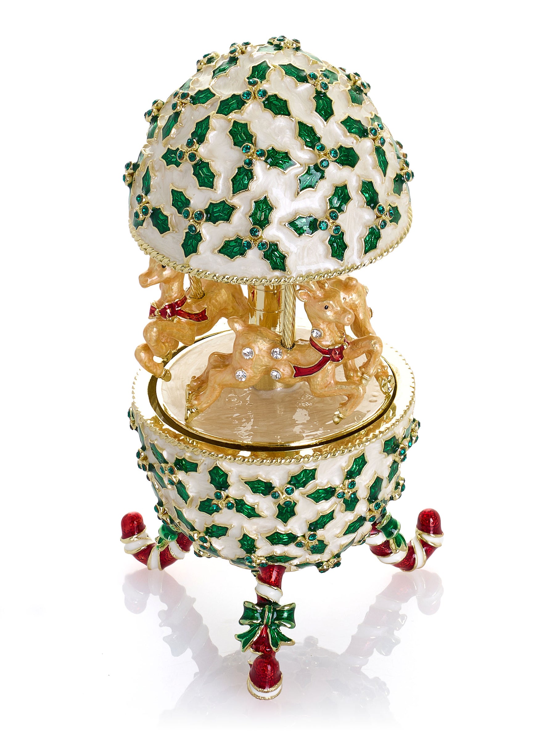 Christmas Reindeer Musical Carousel Playing Jingle Bells