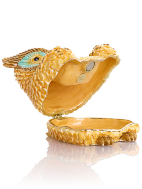 Gold and Brown Owl Armchair Trinket Box