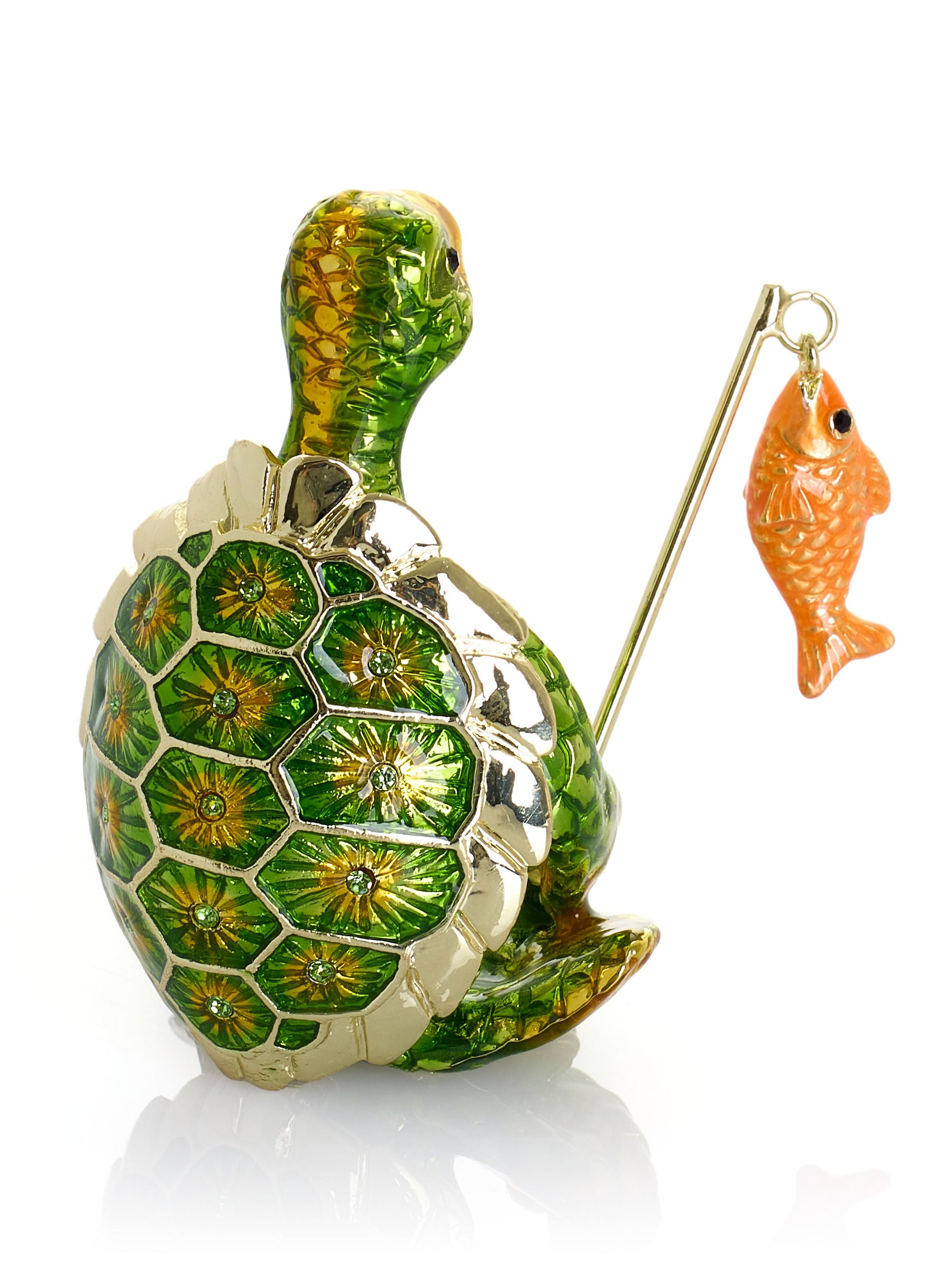 Turtle Fishing for a Goldfish Trinket Box