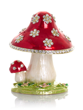 Crystal-Embellished Red Mushroom Trinket Box by Keren Kopal