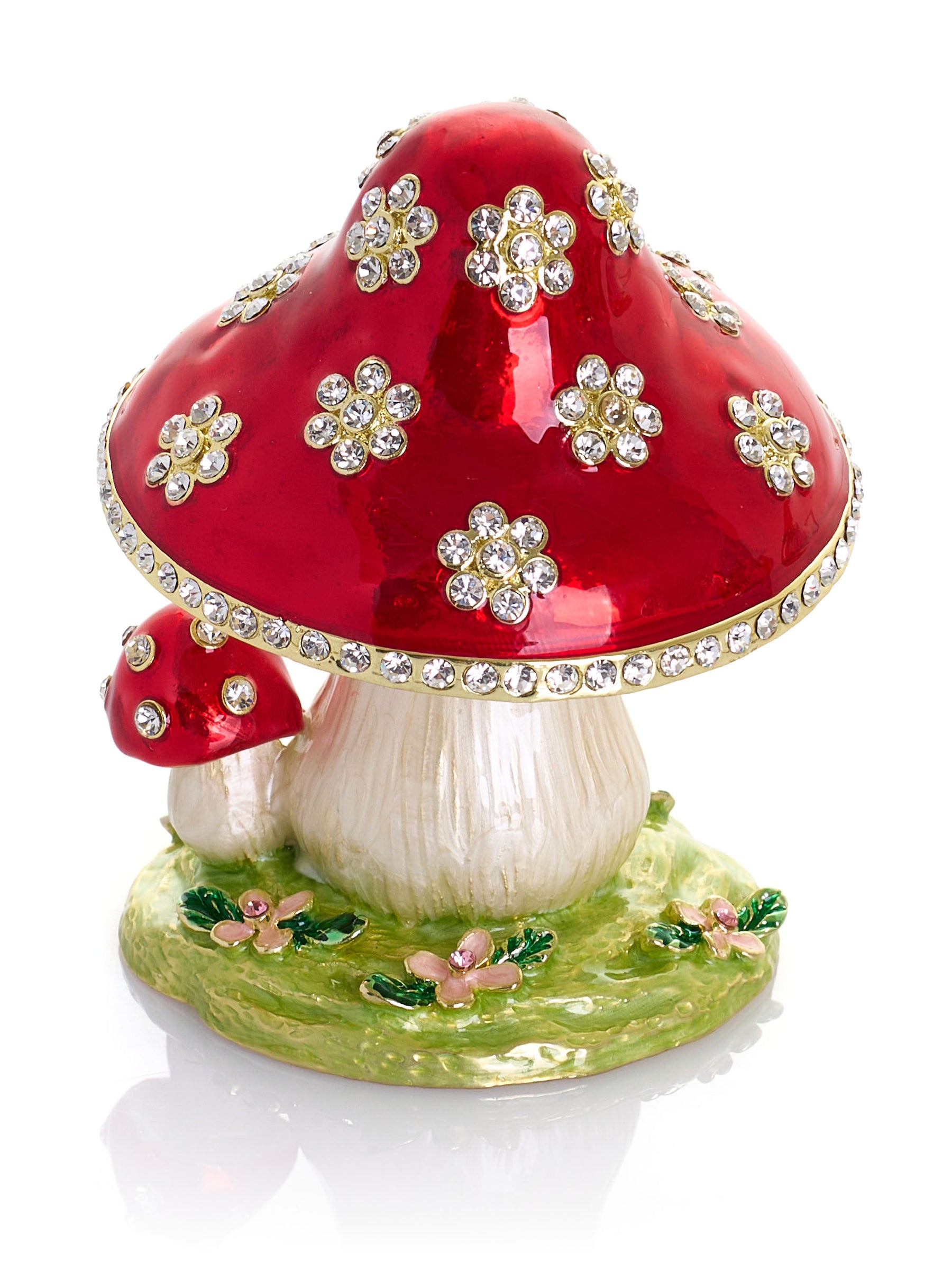 Crystal-Embellished Red Mushroom Trinket Box by Keren Kopal