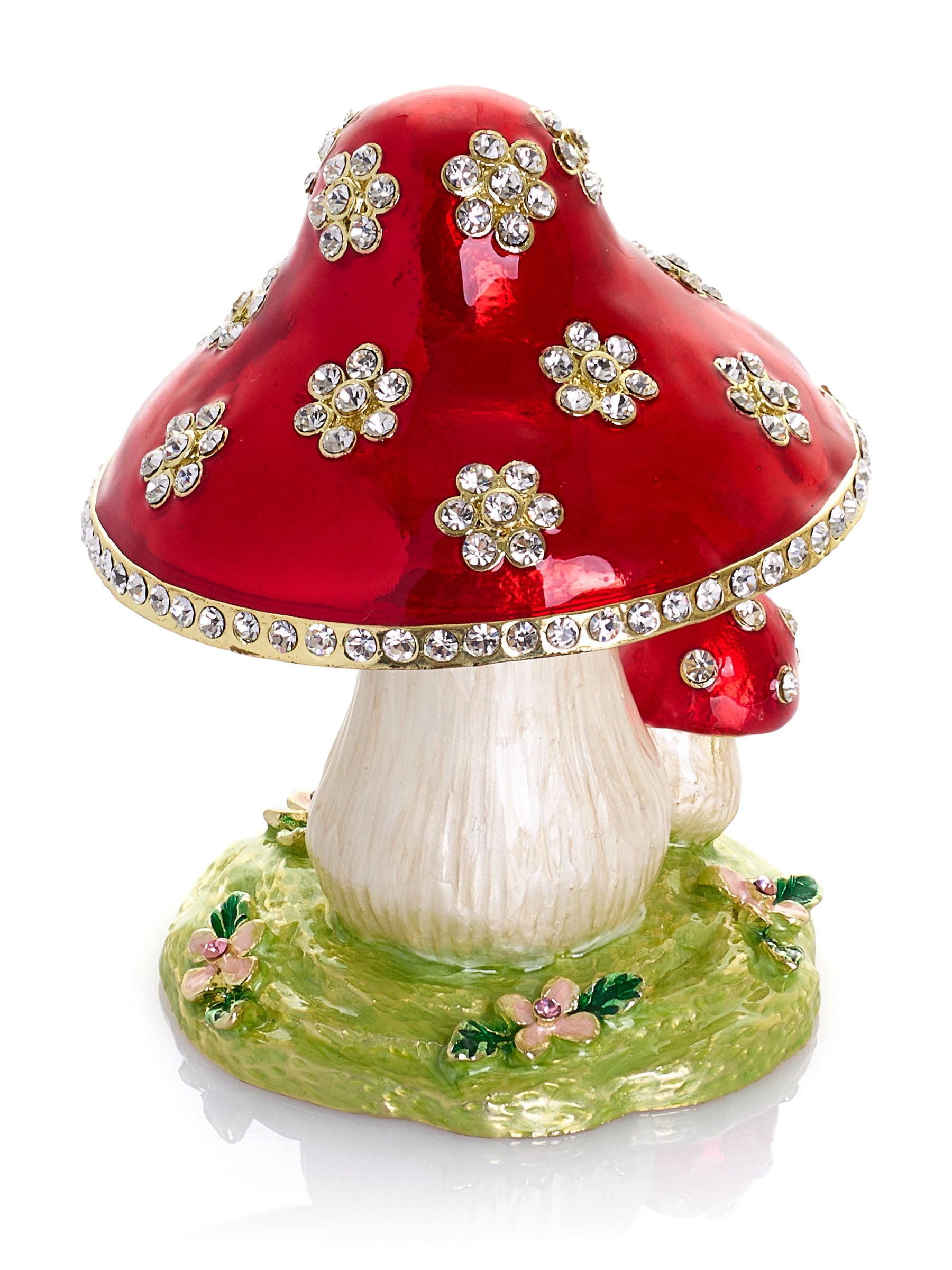 Crystal-Embellished Red Mushroom Trinket Box by Keren Kopal