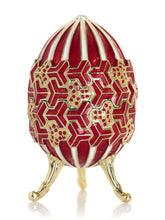 Red & Gold Geometric Egg Musical Trinket Box - Swan Lake by Tchaikovsky