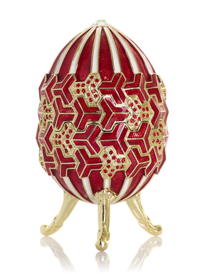 Red & Gold Geometric Egg Musical Trinket Box - Swan Lake by Tchaikovsky