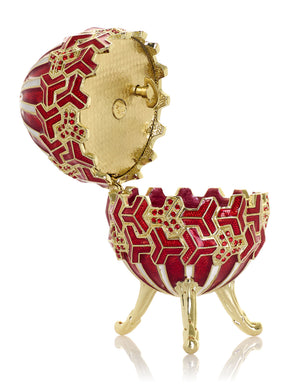 Red & Gold Geometric Egg Musical Trinket Box - Swan Lake by Tchaikovsky