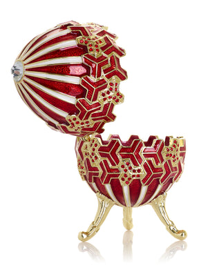 Red & Gold Geometric Egg Musical Trinket Box - Swan Lake by Tchaikovsky