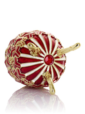 Red & Gold Geometric Egg Musical Trinket Box - Swan Lake by Tchaikovsky
