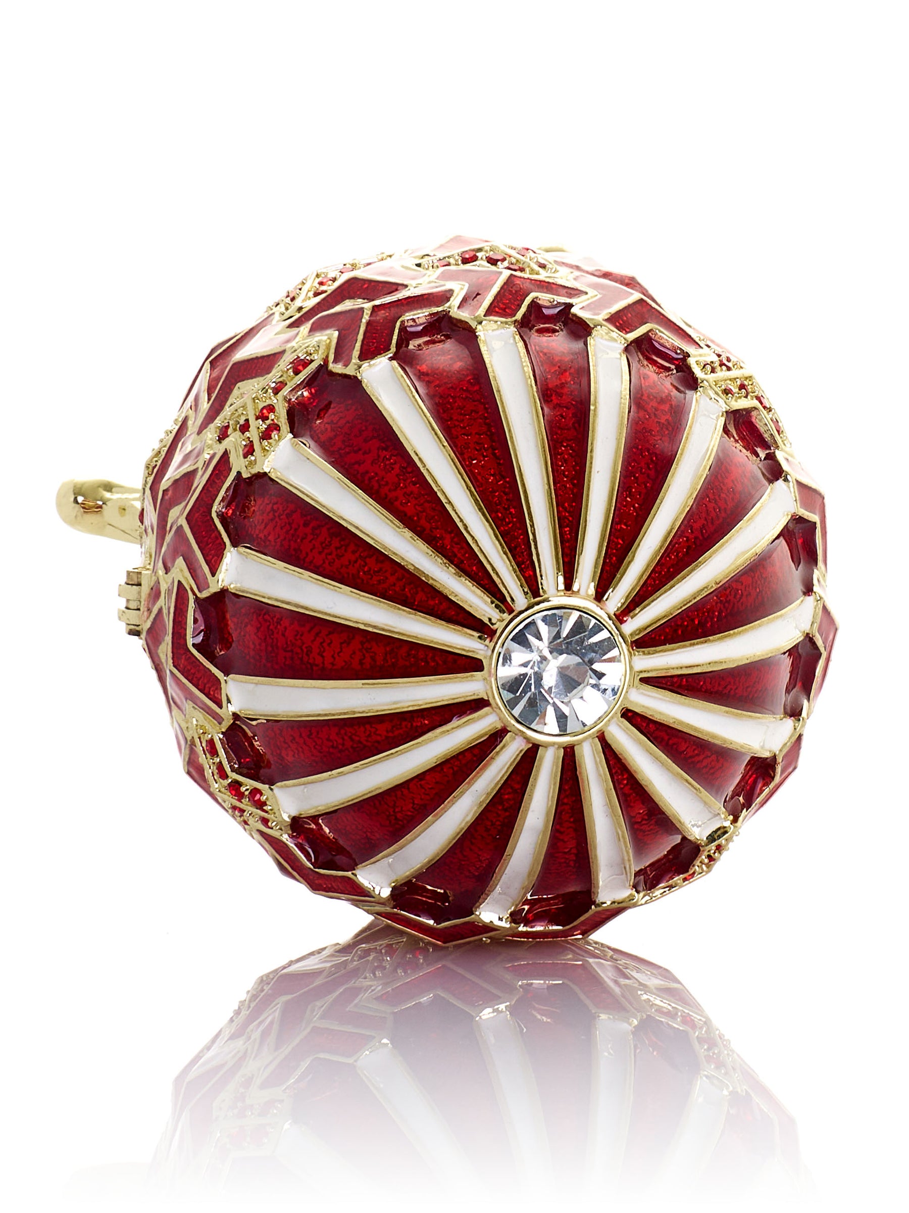 Red & Gold Geometric Egg Musical Trinket Box - Swan Lake by Tchaikovsky