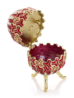 Red & Gold Geometric Egg Musical Trinket Box - Swan Lake by Tchaikovsky