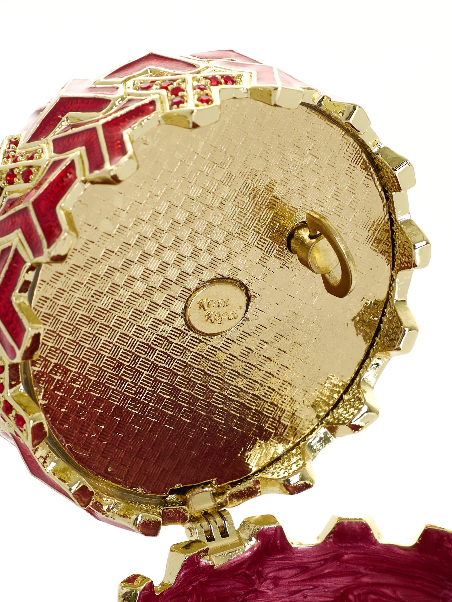 Red & Gold Geometric Egg Musical Trinket Box - Swan Lake by Tchaikovsky