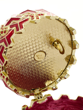 Red & Gold Geometric Egg Musical Trinket Box - Swan Lake by Tchaikovsky