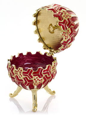 Red & Gold Geometric Egg Musical Trinket Box - Swan Lake by Tchaikovsky