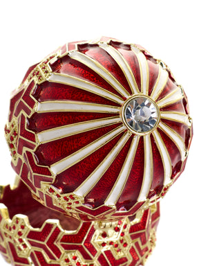 Red & Gold Geometric Egg Musical Trinket Box - Swan Lake by Tchaikovsky