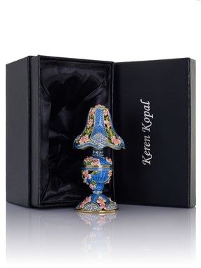 Royal Blue Classic Lamp Decorated with Pink Flowers