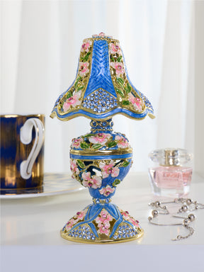 Royal Blue Classic Lamp Decorated with Pink Flowers