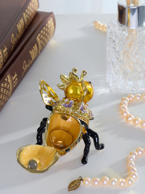 Queen Bee Holding a Beehive Trinket Box