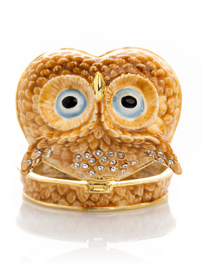 Keren Kopal Brown Owl face trinket box