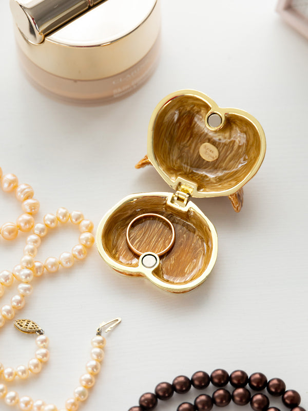 Boîte à bijoux visage de hibou brun