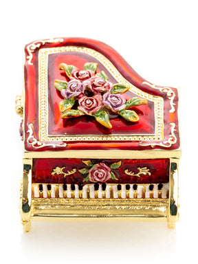 Red Piano with Flowers