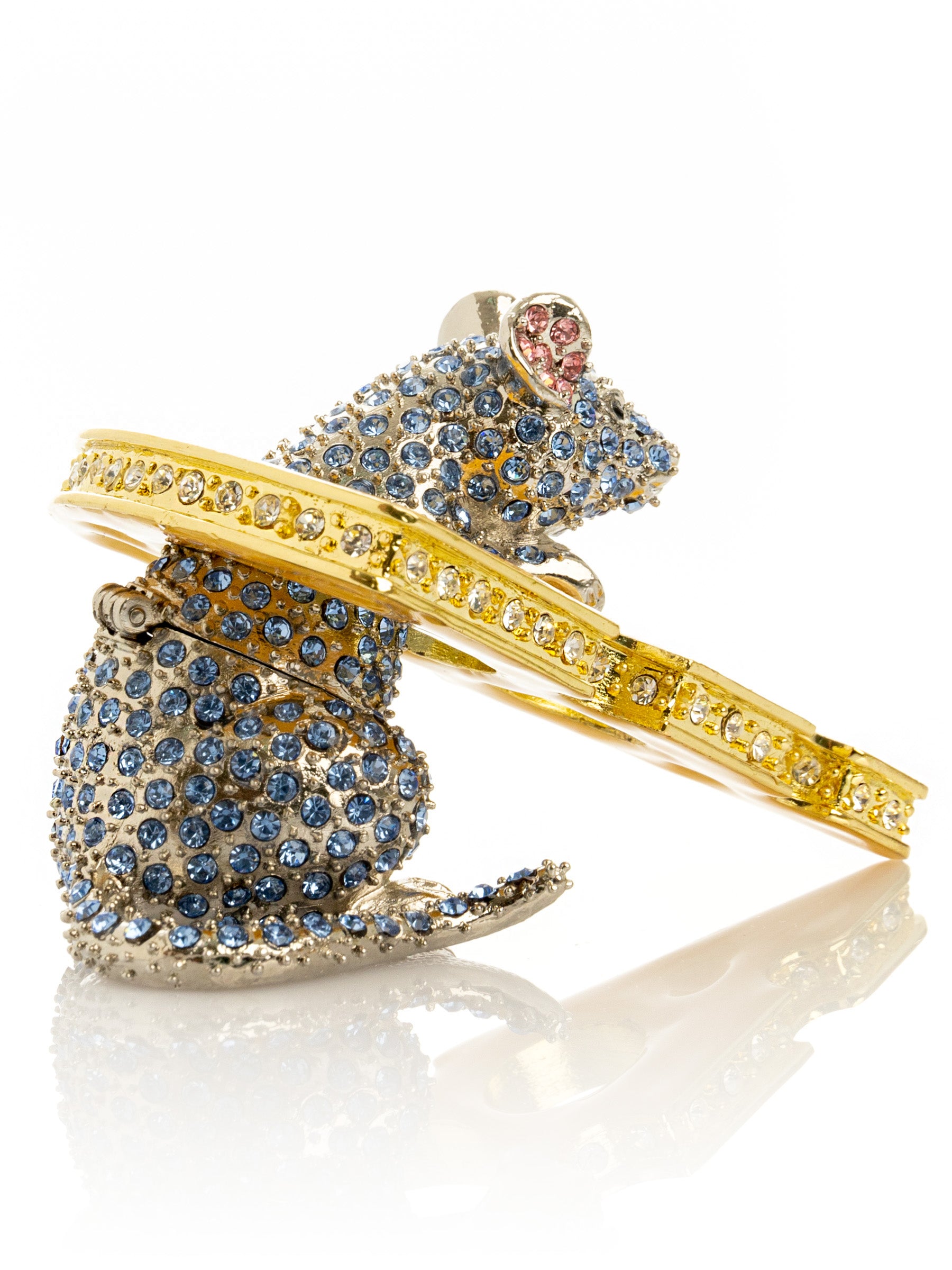 Keren Kopal Sparkling Mouse Peeking from Yellow Cheese Trinket Box