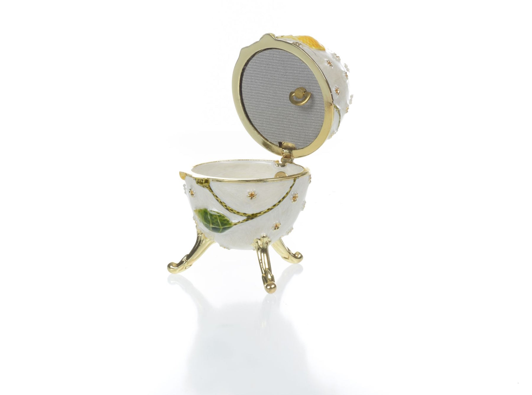 Keren Kopal White with Yellow flower Music box Fur Elise by Beethoven Faberge Egg