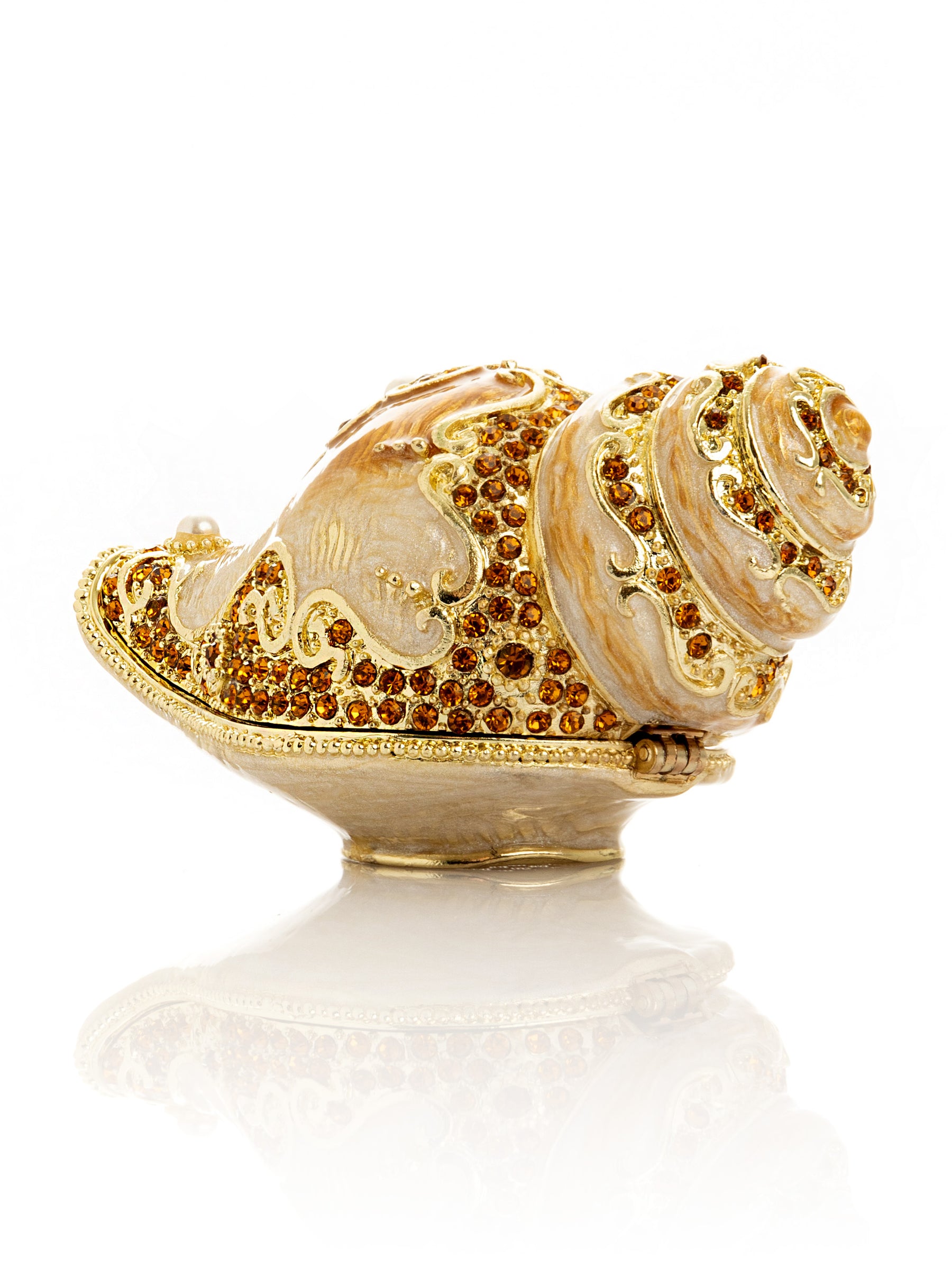 Keren Kopal Elegant Gold & Crystal Seashell Trinket Box