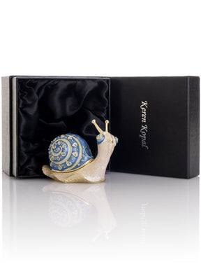 Gold & Blue Jeweled Snail Trinket Box
