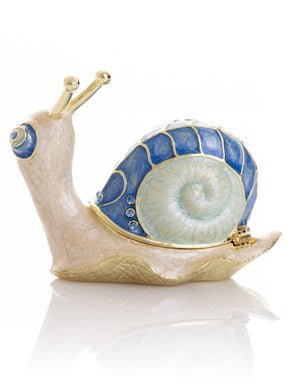 Gold & Blue Jeweled Snail Trinket Box