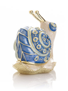 Gold & Blue Jeweled Snail Trinket Box