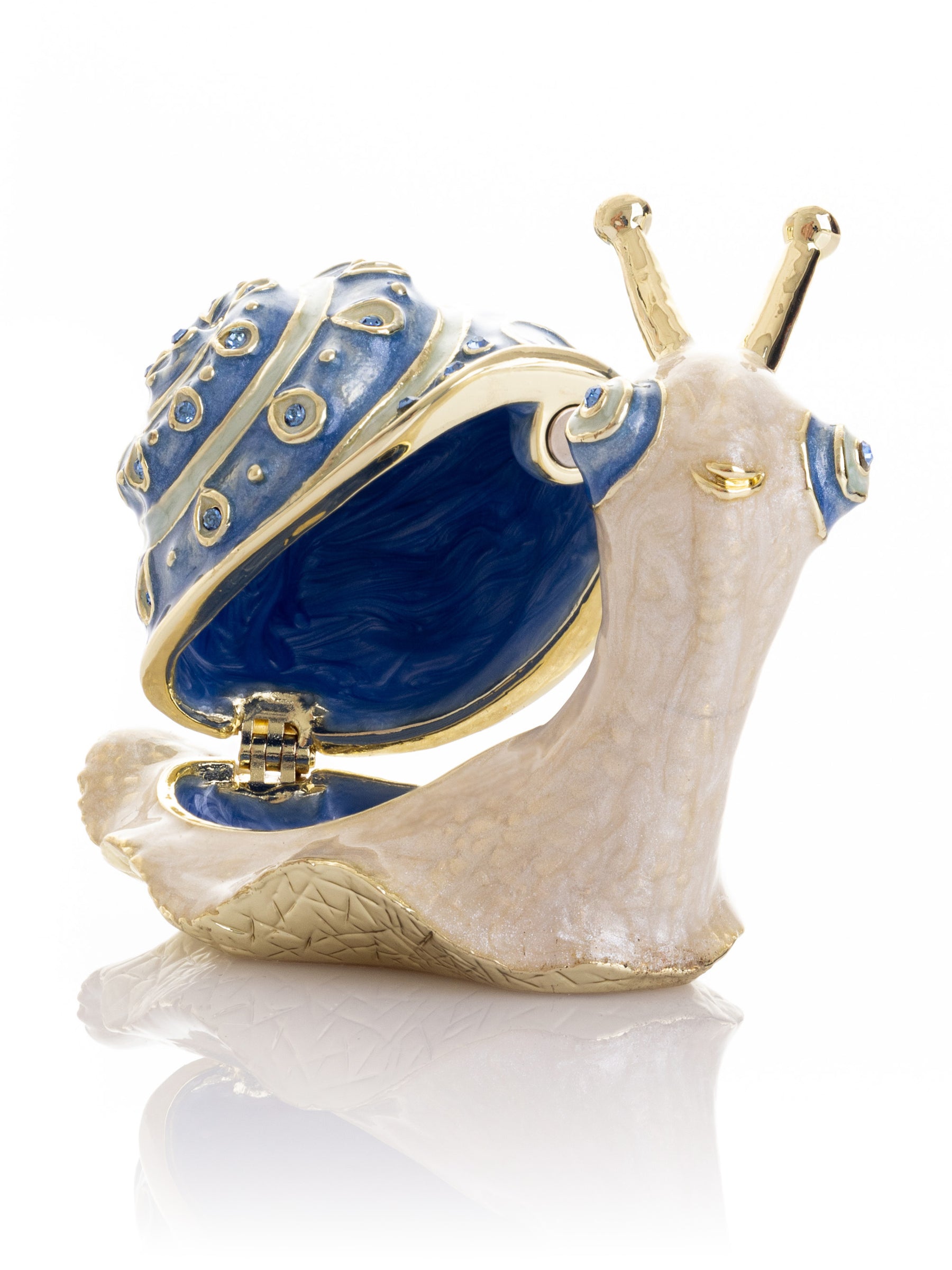 Gold & Blue Jeweled Snail Trinket Box