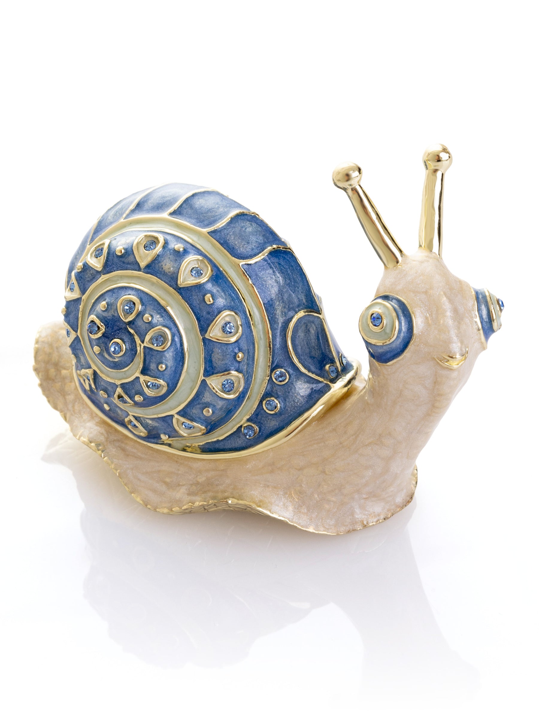Keren Kopal Gold & Blue Jeweled Snail Trinket Box