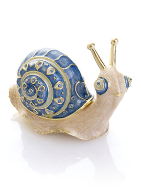 Keren Kopal Gold & Blue Jeweled Snail Trinket Box