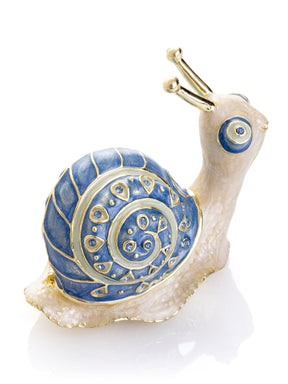 Keren Kopal Gold & Blue Jeweled Snail Trinket Box