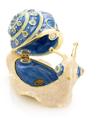 Gold & Blue Jeweled Snail Trinket Box