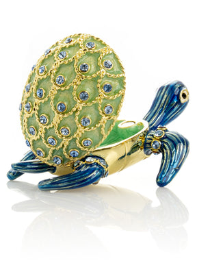 Keren Kopal Golden Shell Blue Turtle Trinket Box