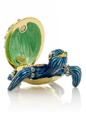 Keren Kopal Golden Shell Blue Turtle Trinket Box