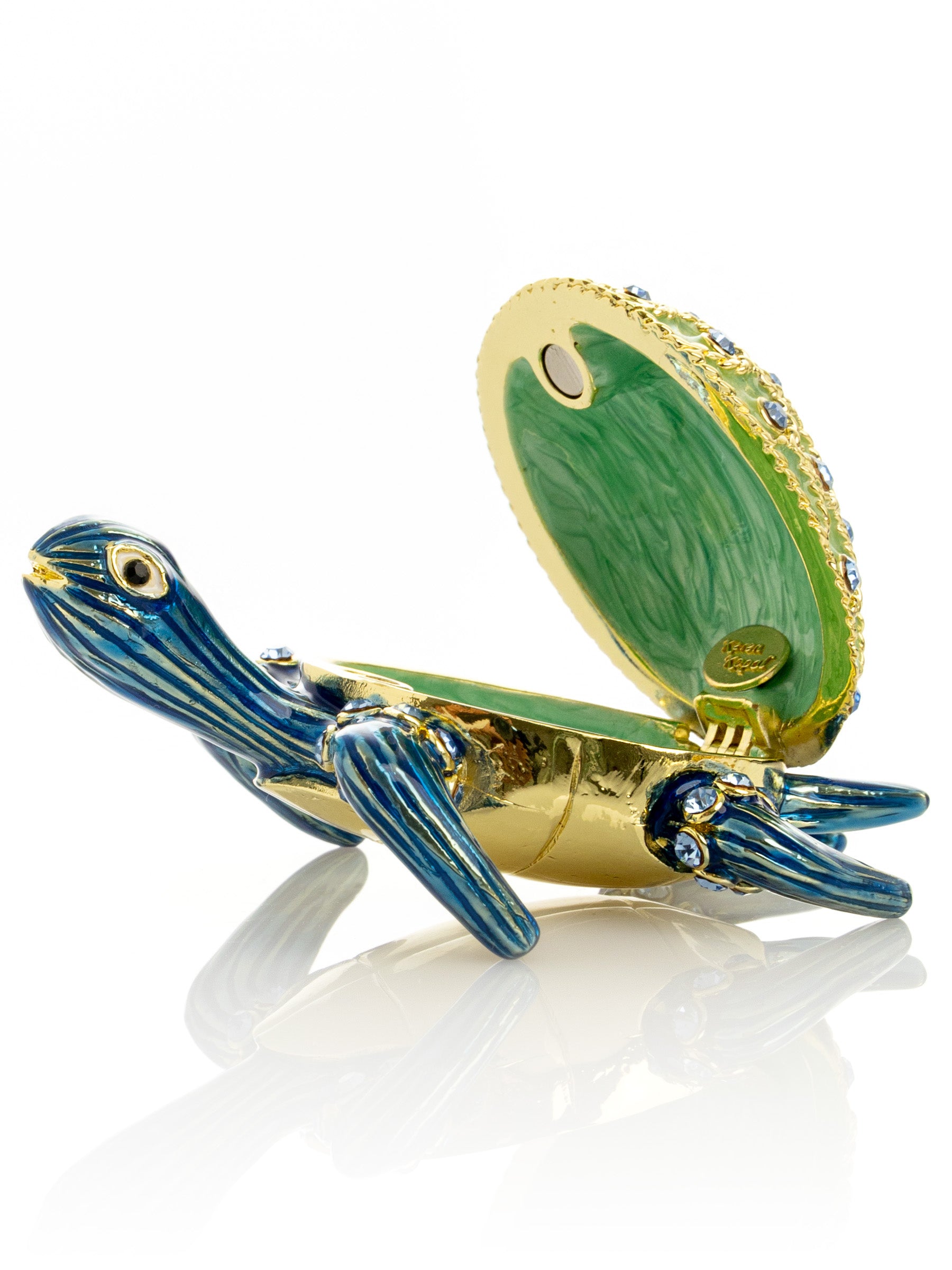 Keren Kopal Golden Shell Blue Turtle Trinket Box