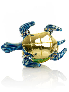 Keren Kopal Golden Shell Blue Turtle Trinket Box