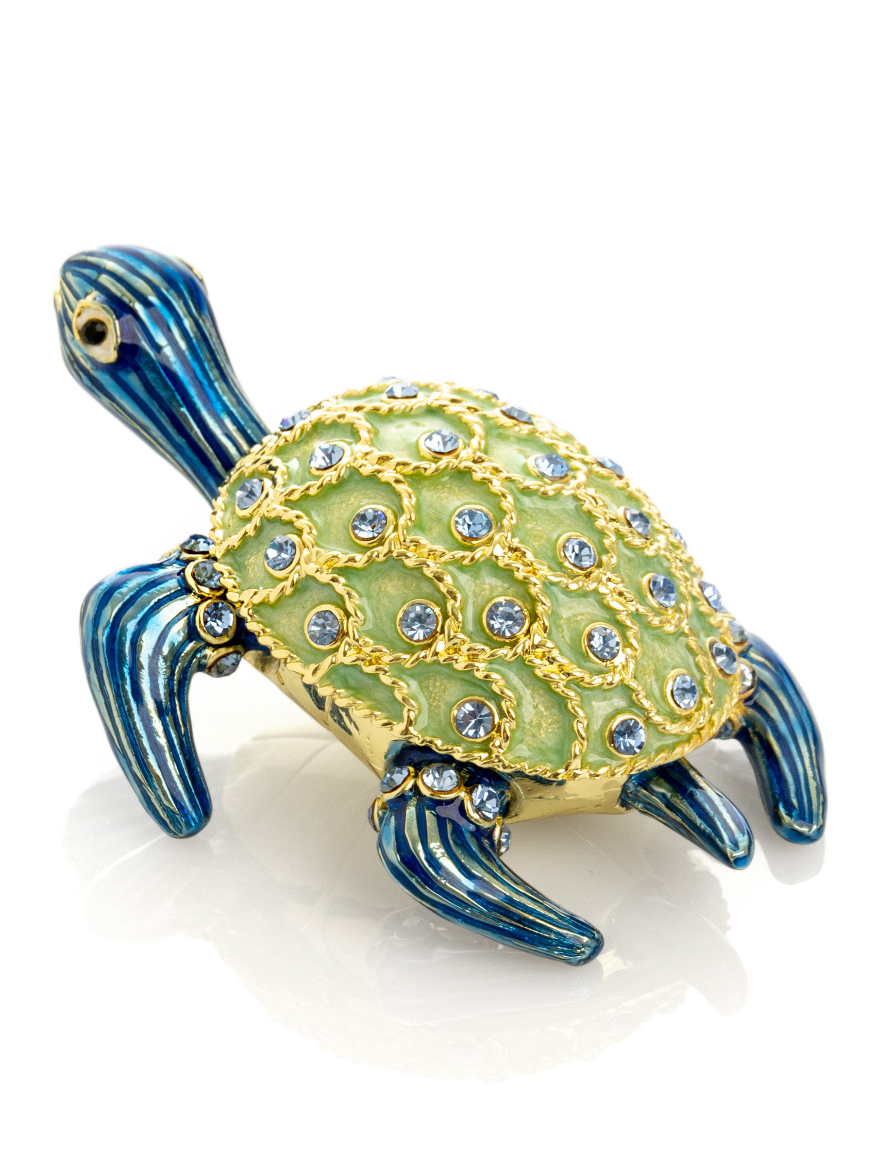 Keren Kopal Golden Shell Blue Turtle Trinket Box