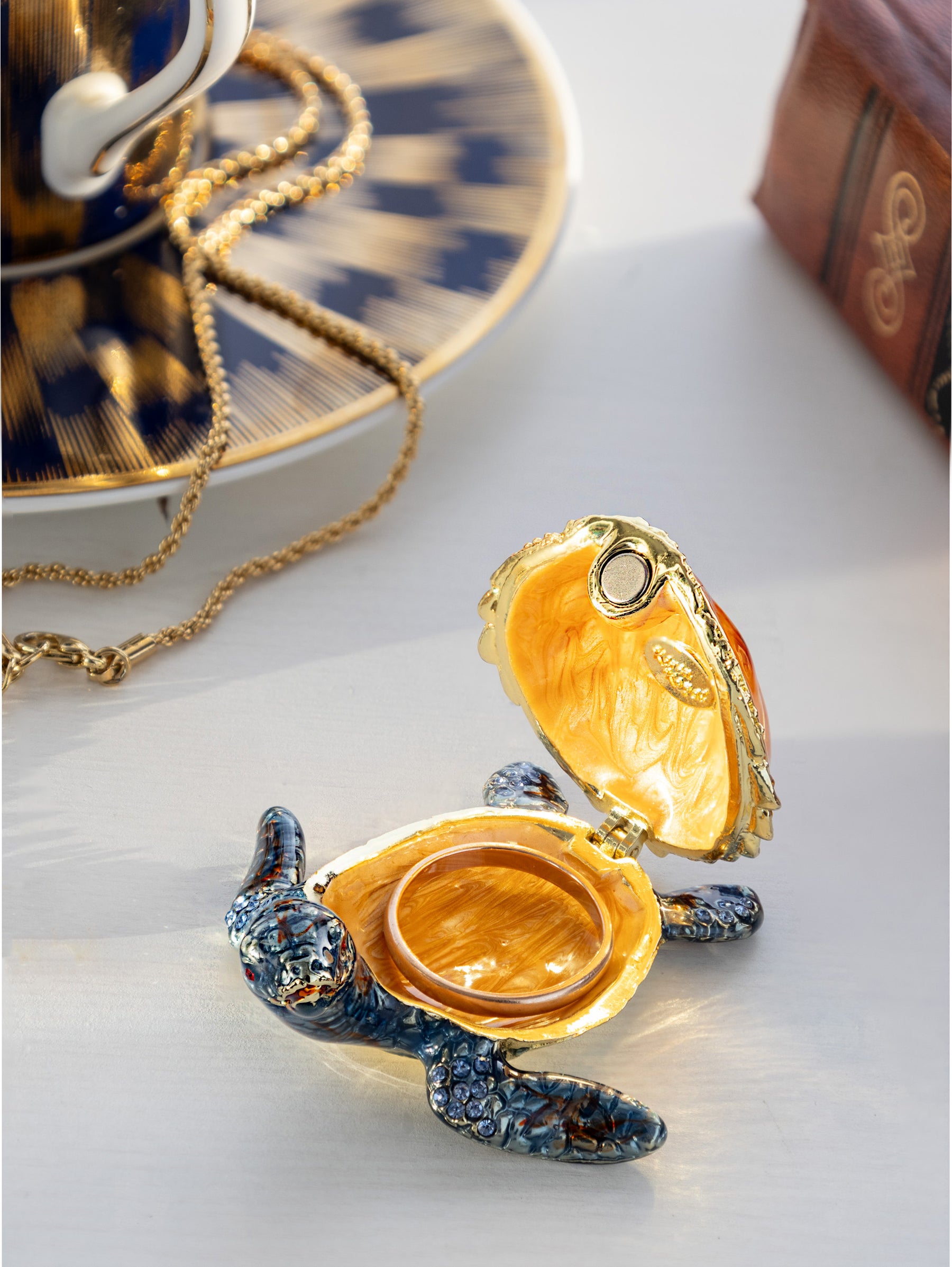 Keren Kopal Blue Sea Turtle Trinket Box