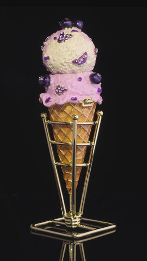 Summer Special Wild Blueberry Cream Ice Cream Cone Trinket Box