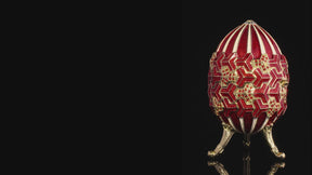 Red & Gold Geometric Egg Musical Trinket Box - Swan Lake by Tchaikovsky
